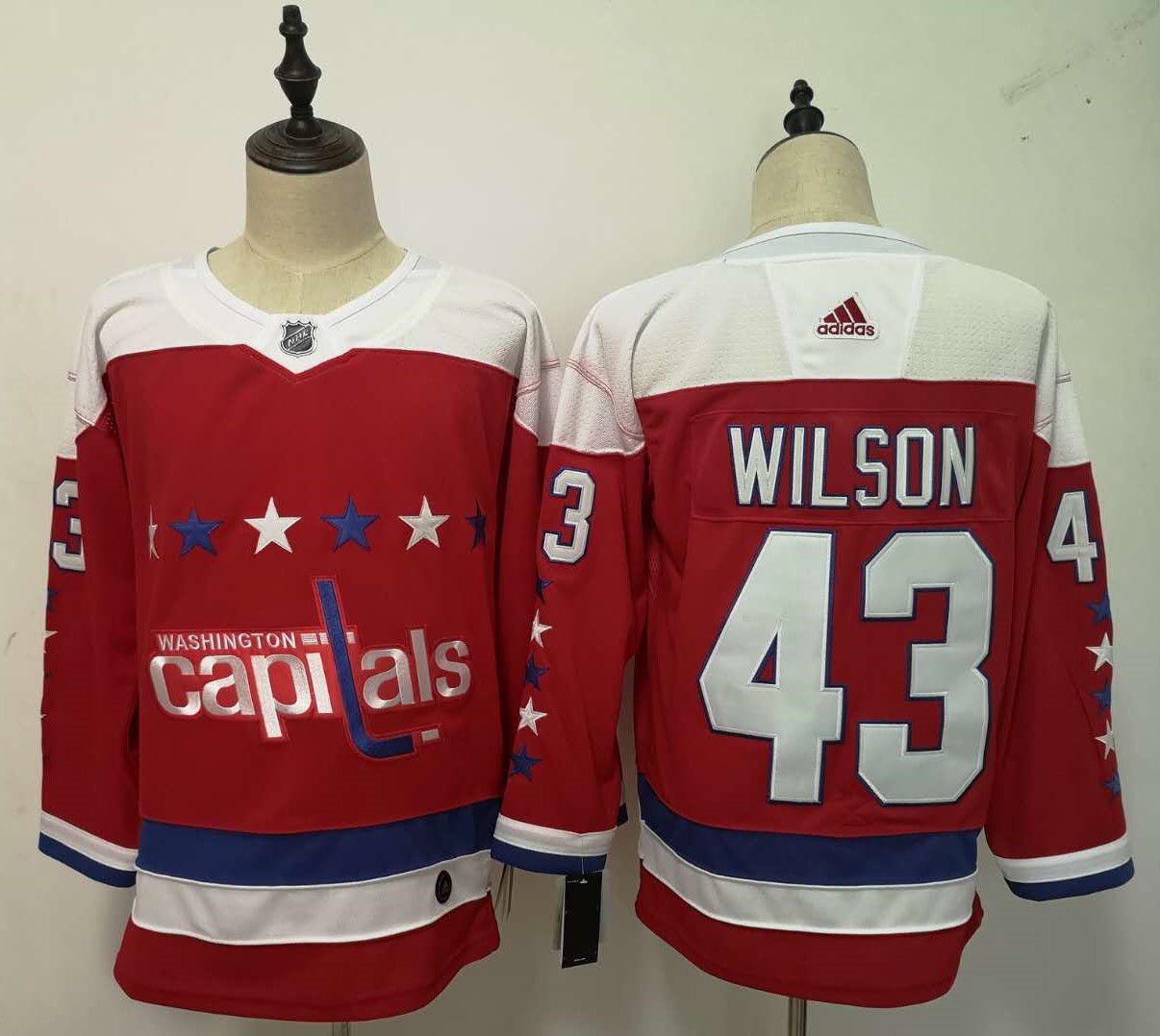 Men Washington Capitals #43 Wilson Red Adidas Alternate Authentic Stitched NHL Jersey